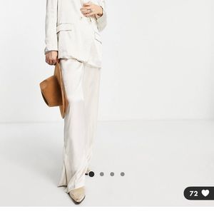 Bershka Satin Wide Leg Pants in Medium